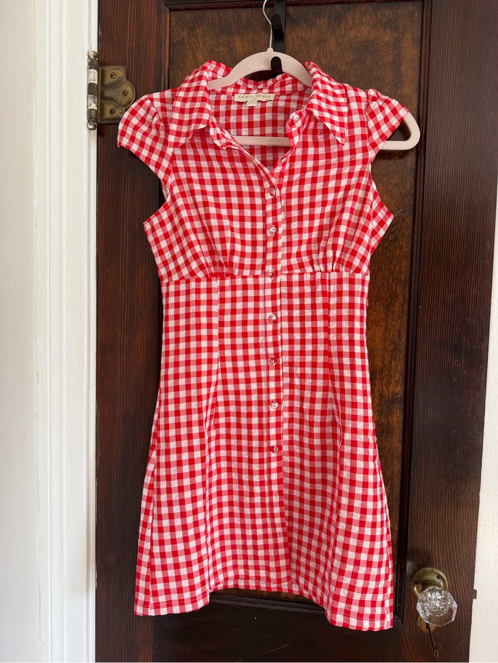 Red Gingham Button-Front Dress - Classic Summer Style